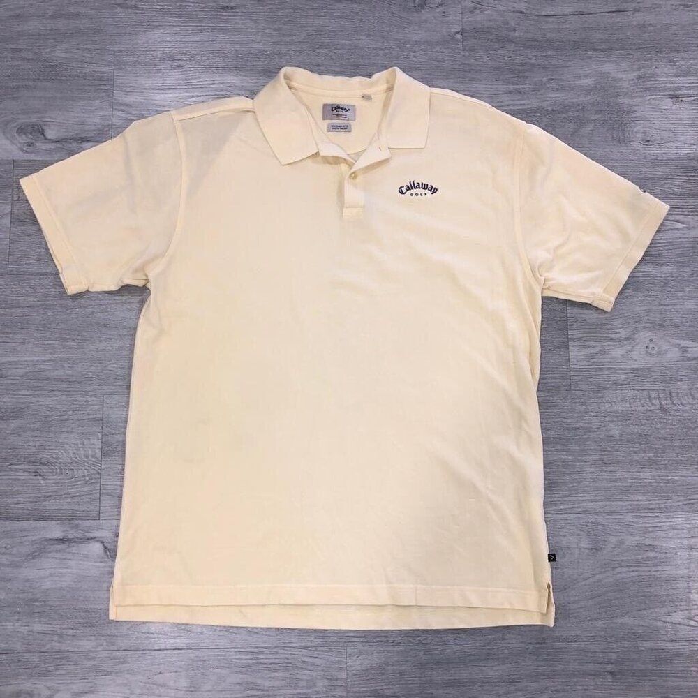 Callaway Golf Sport Polo Shirt Mens 2XL Performance Yellow Stretch Short Sleeve